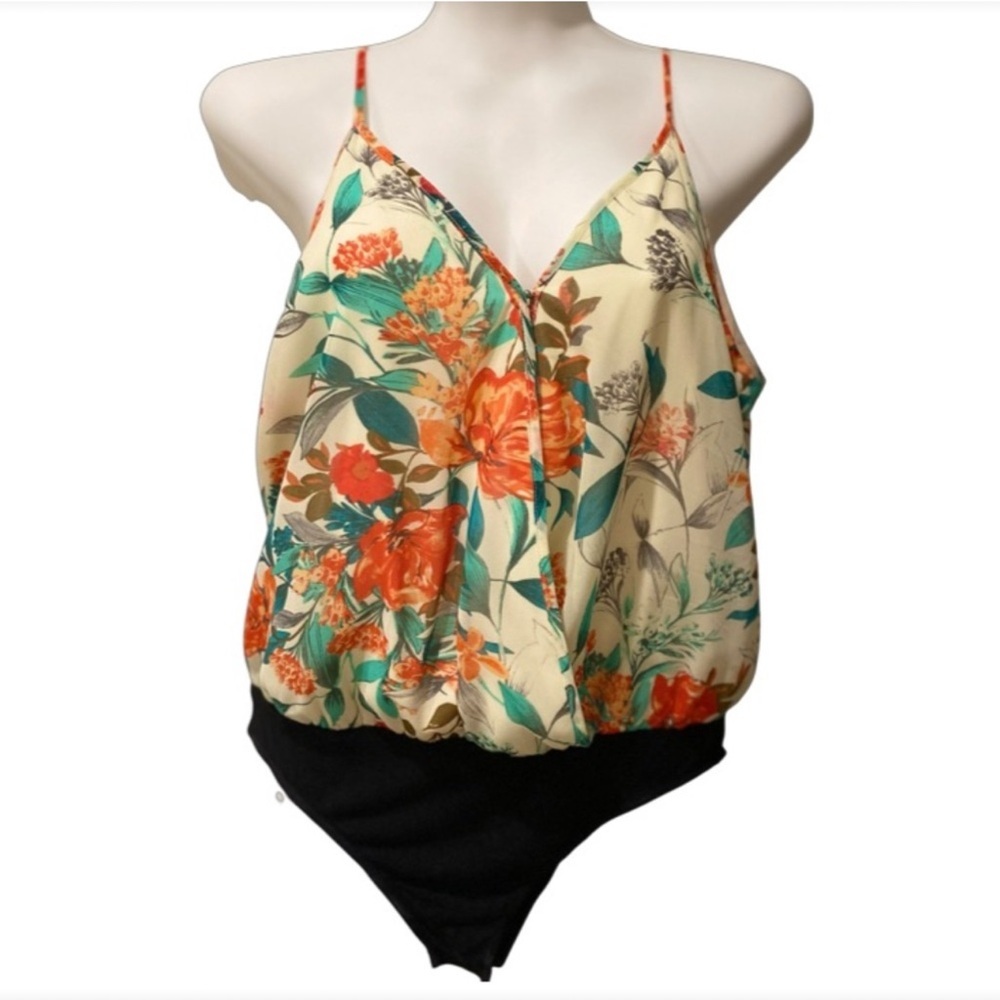 Guess Floral Print Top with Black Base